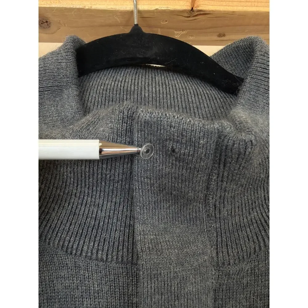 Banana Republic Gray Quarter Zip  Pocket Jacket Size XL Italian Yarn Wool Blend